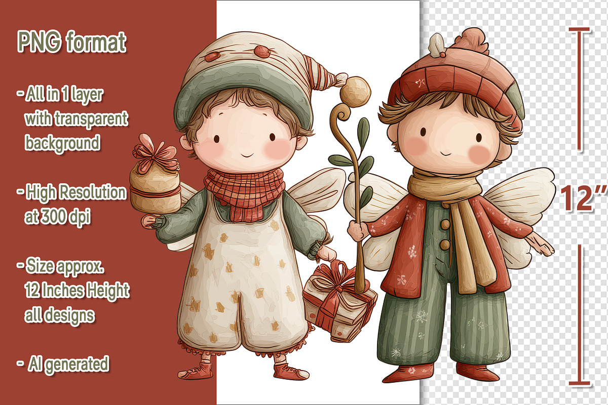 Whimsical Christmas Red Fairy Boy, a Seasonal Illustration by V Design Creator (Photo 2 of 8)