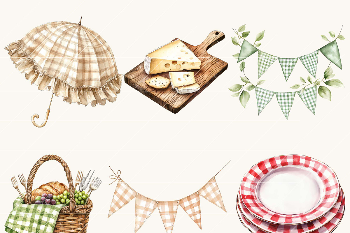 Watercolor Picnic Clipart Bundle, an Animal Illustration by SparkyDesignsUS (Photo 7 of 9)
