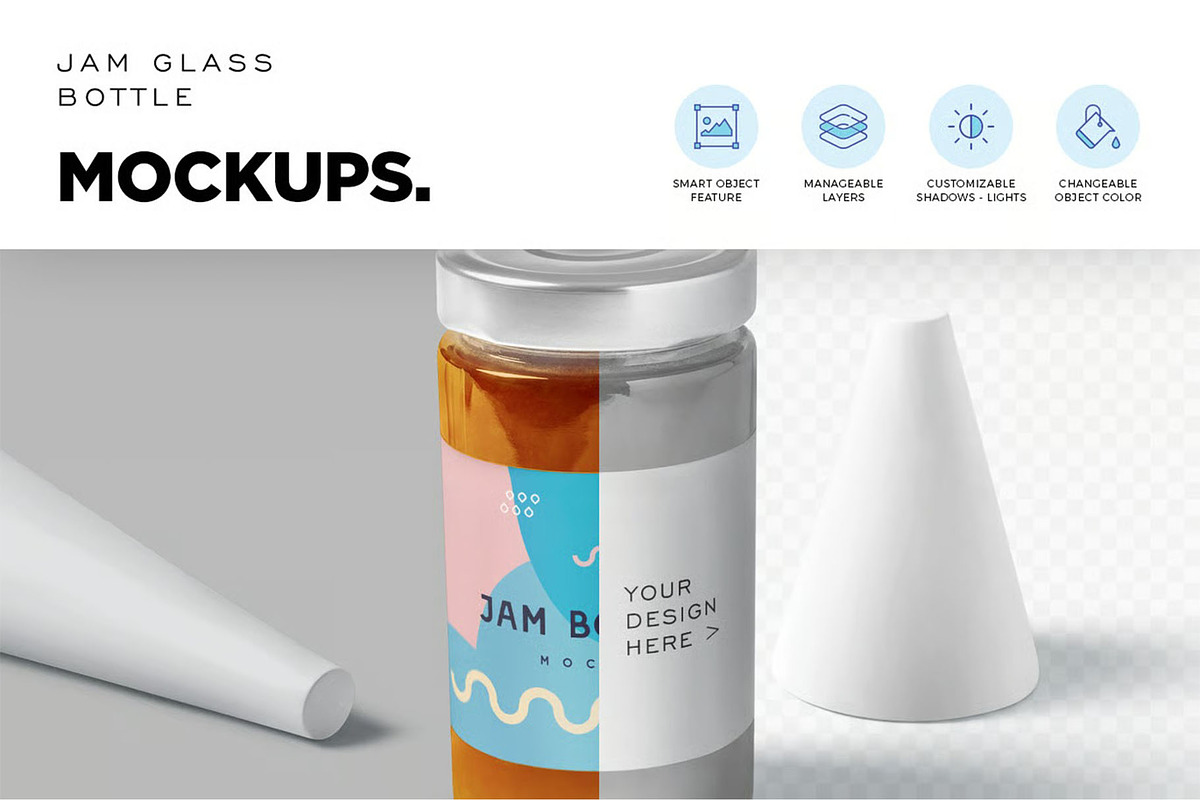 Glass Jam Bottle Mockups, a Product Mockup by megostudi0 (Photo 5 of 7)