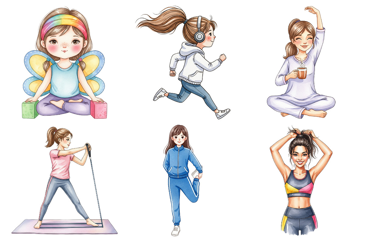 Exercises Fashion Girl Clipart, an Illustration by Daily.Designs (Photo 5 of 5)