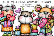 cute valentine animals clipart, an Illustration by CreationArt (Thumbnail 1 of 5)