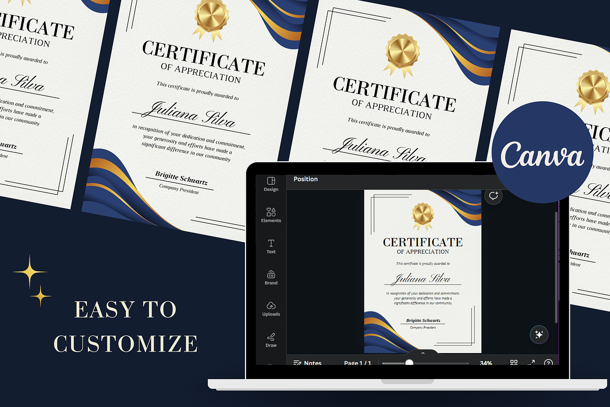 Modern Appreciation Certificate, a Templates & Theme by TemplateCastleStore (Photo 8 of 9)