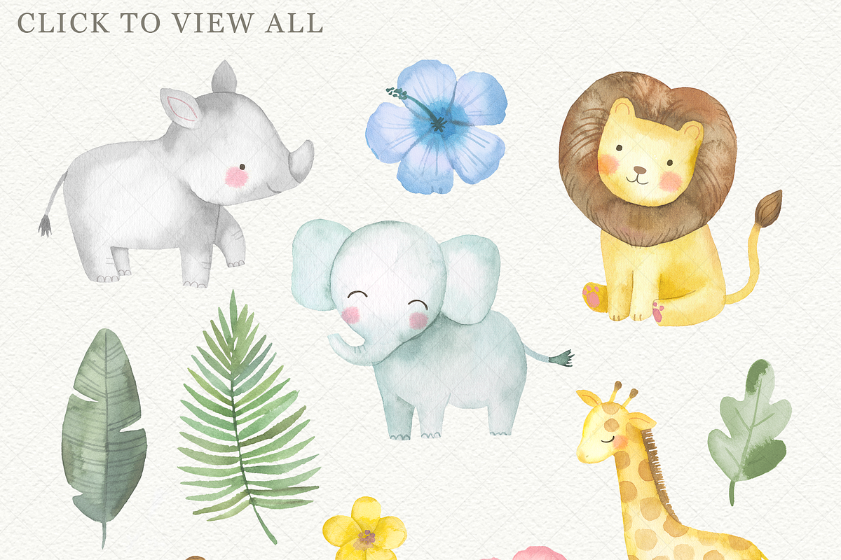 Watercolor Baby Safari Clipart, an Animal Illustration by PaperSphinx (Photo 2 of 3)