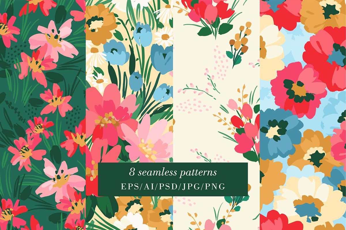 Floral Patterns & Borders, a Pattern Graphic by Nadia Grapes (Photo 3 of 8)