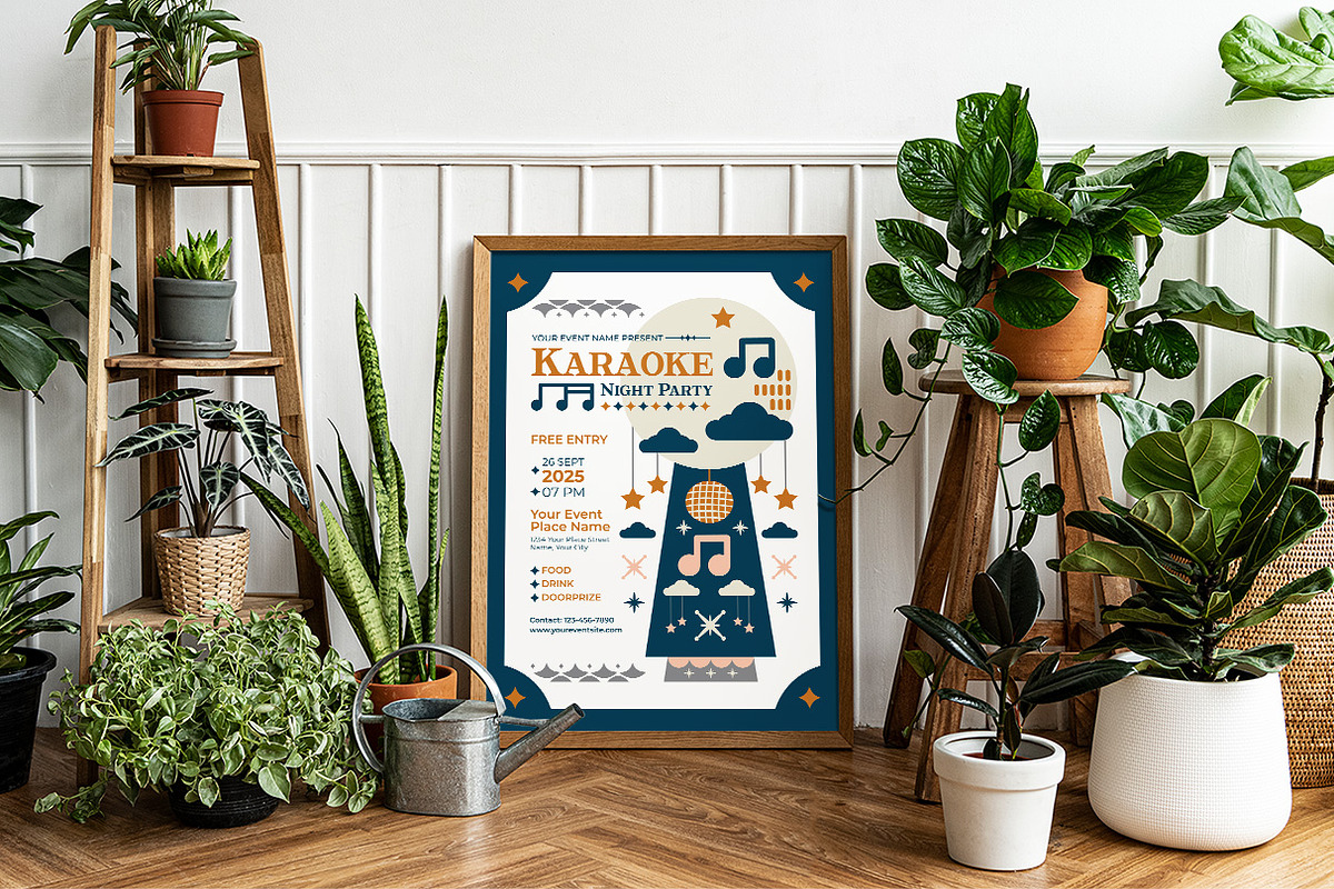 Folk Art Karaoke Night Flyer, a Flyer Template by Hole Hope Design (Photo 3 of 10)