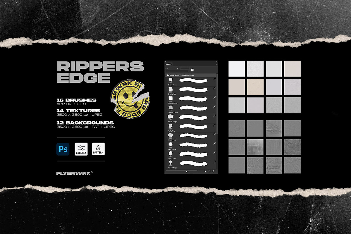 Rippers Edge Torn Paper Brushes, a Brush Add-On by FLYERWRK (Photo 10 of 10)