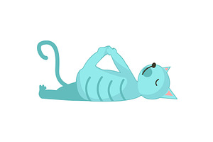 Cartoon cat yoga fitness exercise