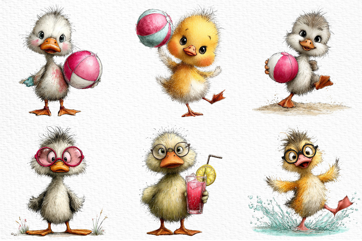 Summer Ducklings Clipart PNG, an Illustration by Craft Nest (Photo 3 of 12)