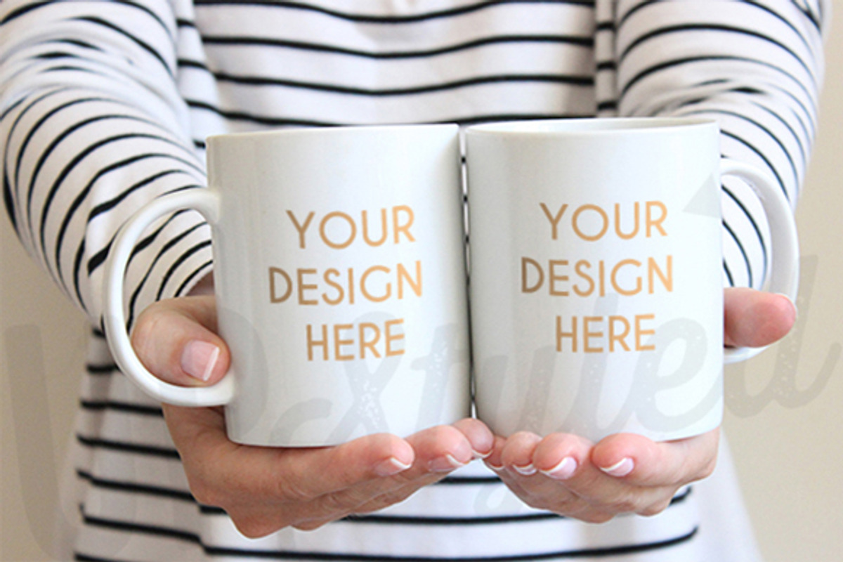 Two White Mugs Mock Up F165, a Cups & Container Mockup by UpStyled (Photo 1 of 2)