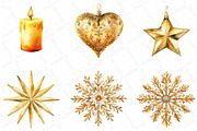 Watercolor Gold Sparkle Christmas, an Illustration by DreamPrint404 (Thumbnail 7 of 7)