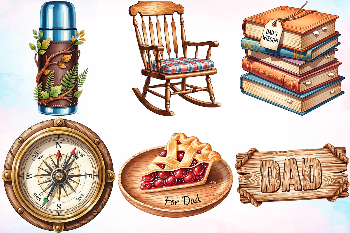 Watercolor Rustic Father's Day PNG, a Seasonal Illustration by Canvas Craft (Photo 3 of 8)