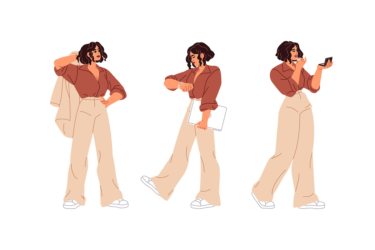 Business woman in various poses set, a Person Illustration by PaperTrident (Photo 7 of 7)