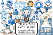 Baby’s 1st Blue Christmas Clipart, an Illustration by Libby Wishes (Thumbnail 1 of 7)
