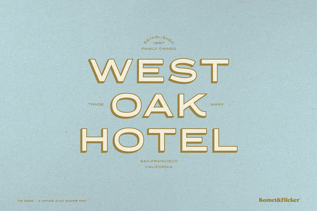 The Drake - A Vintage Shadow Font, a Sans Serif Font by Komet & Flicker (Photo 3 of 14)
