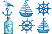 Watercolor Blue Nautical Collection, an Illustration by Watercolor design (Thumbnail 4 of 4)