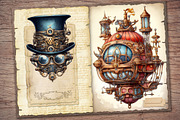 Steampunk Clockwork Scrapbook Kit, a Transportation Illustration by Secret Helper (Thumbnail 5 of 8)