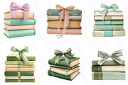 Sage Coquette Bow Book Stack Clipart, an Illustration by DreamPrint404 (Thumbnail 4 of 5)