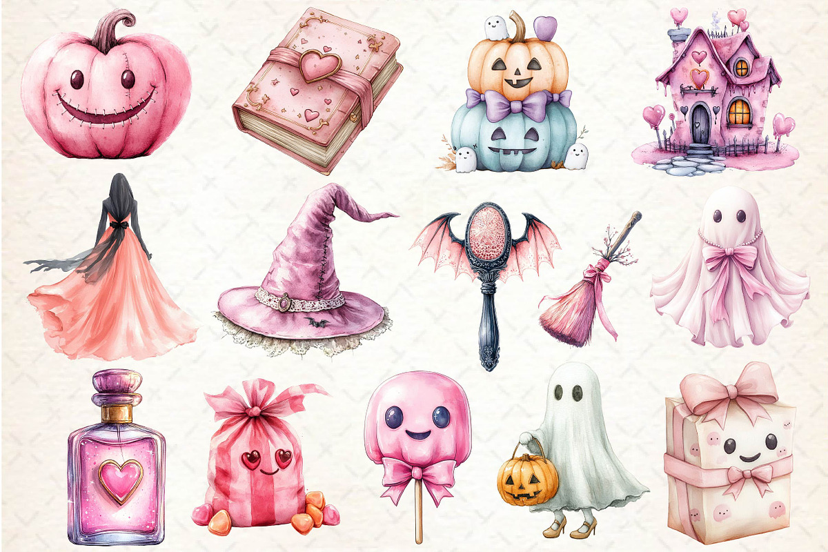 Pink Coquette Girly Halloween Clipar, an Illustration by Dream Creation (Photo 2 of 4)