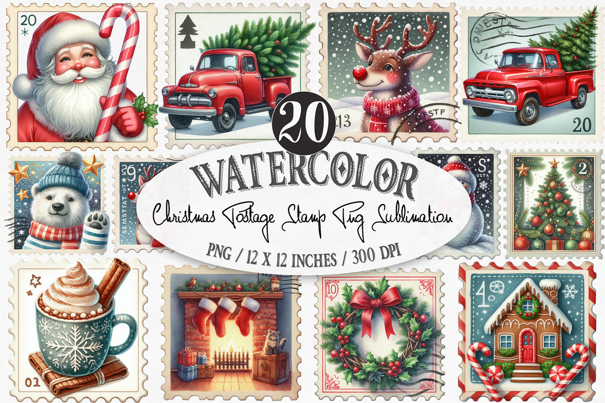 Christmas Postage Stamp Png, an Illustration by Designking (Photo 1 of 4)