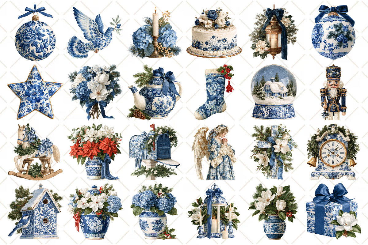 Watercolor Grandmillennial Christmas, an Object Illustration by Black Bird Studio (Photo 2 of 7)