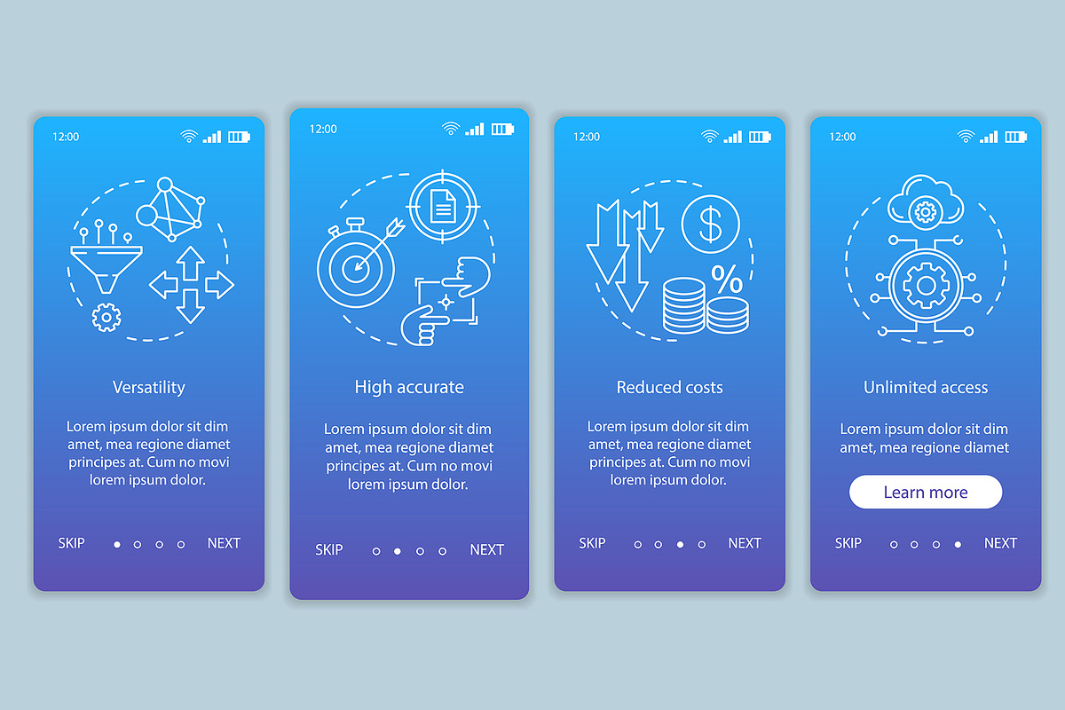 Product advantages mobile app pages, an App Template by IMG Visuals