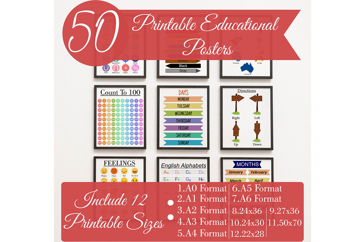 Kids Poster Bundle 50 Plus Printable, a Decorative Illustration by DigitalsDesigns (Photo 1 of 7)