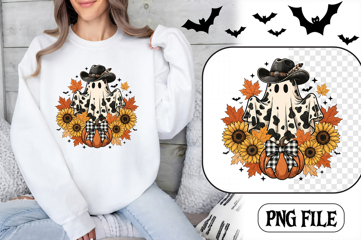 Western Cow Print Ghost Fall PNG, a Seasonal Illustration by CrexoraLab (Photo 1 of 4)