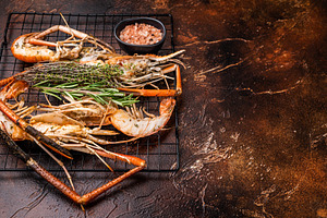 Savory grilled rosenbergii prawn drizzled with garlic butter, a, a Food & Drink Photo by composter-box@mail.ru