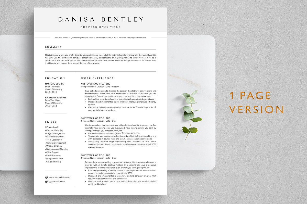 Modern Resume Template, a Resume Template by TheStandOutResume (Photo 2 of 8)