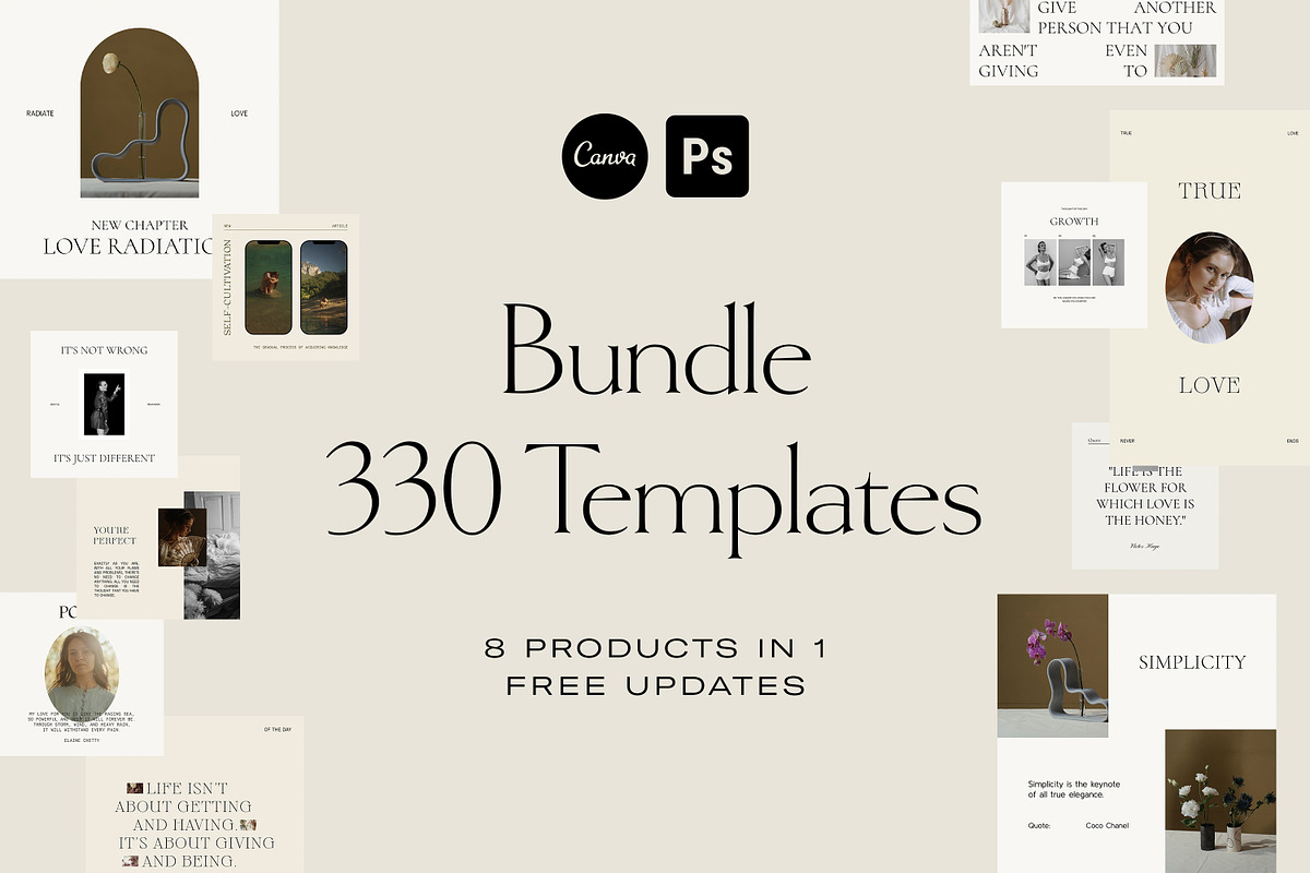 BUNDLE Instagram Templates Canva PS, a Social Media Template by Love Radiation Studio (Photo 1 of 13)