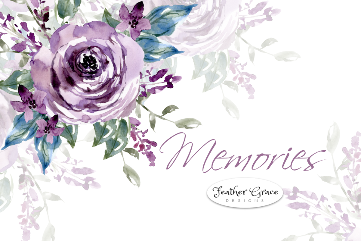 Watercolor Purple Blush Flowers, an Illustration by Feather Grace Designs (Photo 1 of 9)