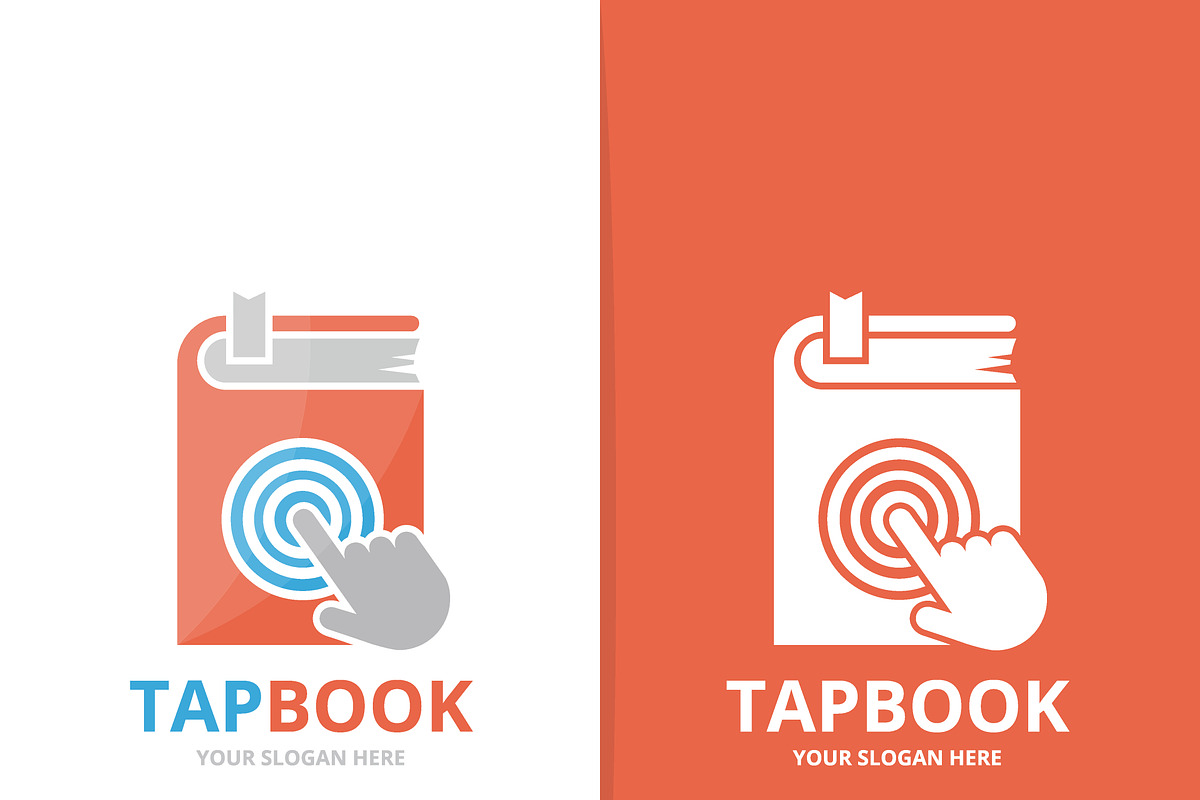 Vector book and click logo combination. Novel and cursor symbol or icon ...