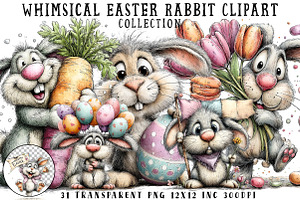 Whimsical Easter Rabbit Clipart, an Illustration by OK Design
