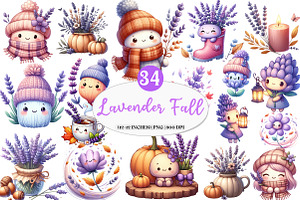 Watercolor Lavender Fall Clipart, an Illustration by Watercolor design