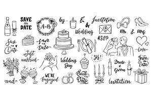 Doodle wedding elements. Marriage, an Illustration by Valerie Bodnar