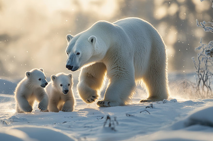 Polar Bear Family: A majestic mother, an Animal Photo by Pixeness