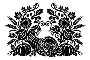 Elegant Floral Pumpkin Cornucopia
