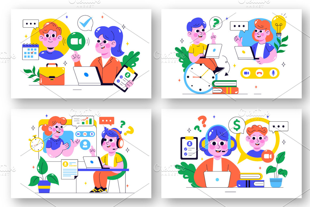 10 Remote Job Interview Illustration, a Person Illustration by denayunebgt (Photo 3 of 4)