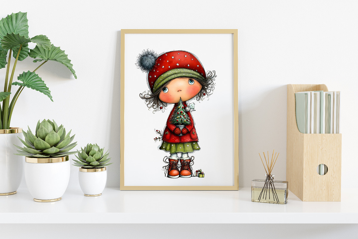 Quirky Christmas Girl Clipart Bundle, an Illustration by Canvas Craft (Photo 7 of 7)