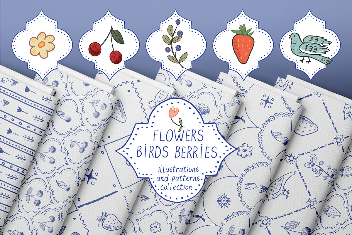 Flowers Birds Berries, a Pattern Graphic by GooseFrol (Photo 1 of 18)