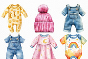 Baby Clothes Watercolor Clipart, an Illustration by Craft Nest (Thumbnail 2 of 6)
