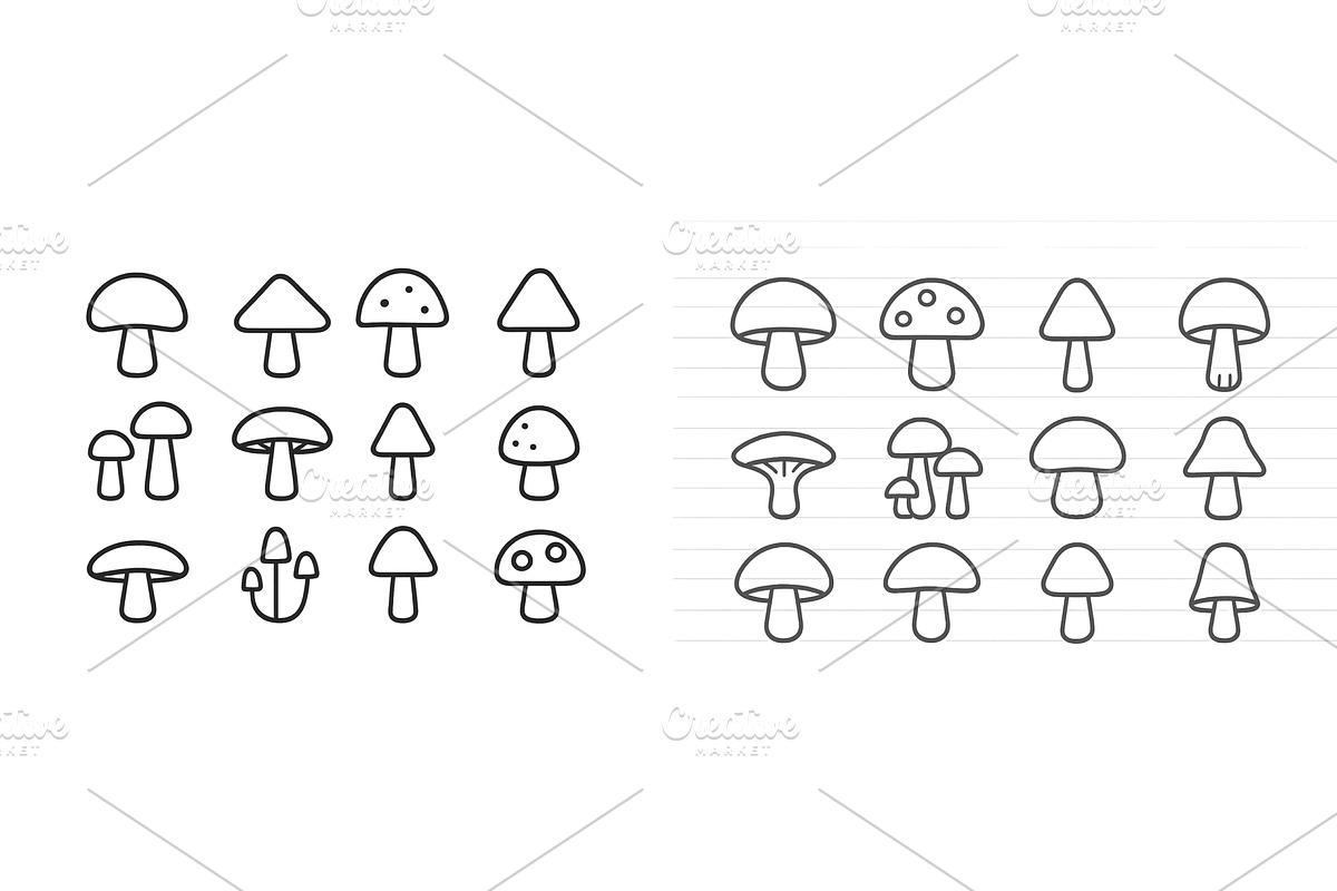 Various hand-drawn mushroom, an Illustration by ZinetroN
