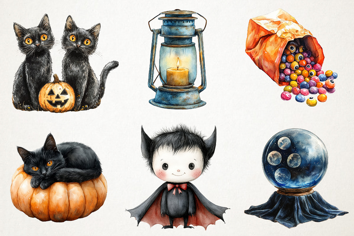 Hand-Painted Halloween Clipart, an Illustration by RobertsArt (Photo 6 of 7)