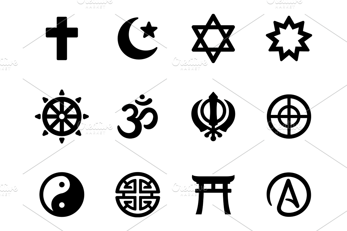 World Religions Icon Set, a Solid Icon by Irina Mir