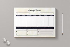 Weekly Planner Template, a Stationery Template by MightyDesign