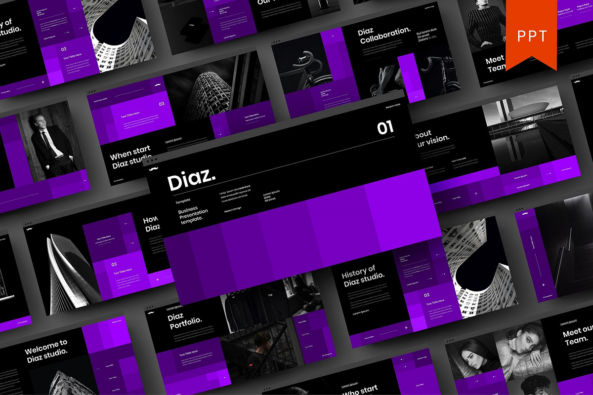 Diaz – Business PowerPoint Template, a Presentation Template by Dens Creative Studio (Photo 1 of 6)