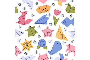 Origami figures folded from colored, a Texture Illustration by Vectorbuum