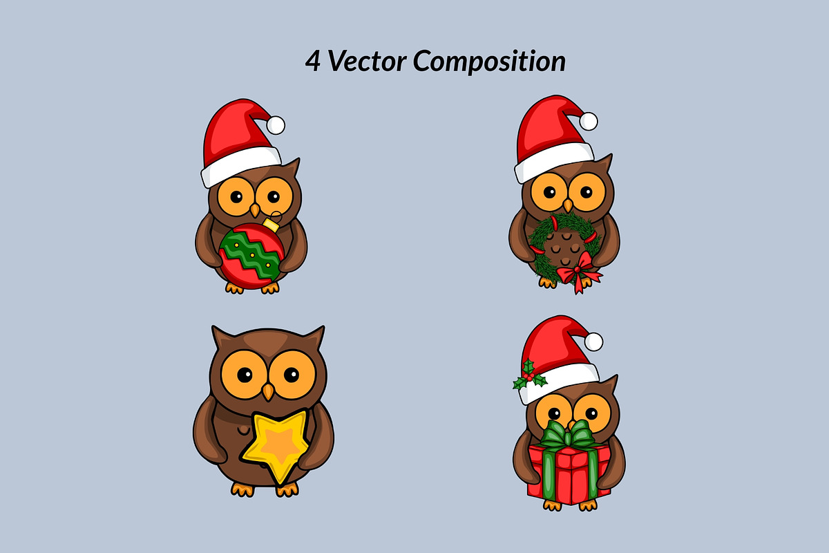 Christmas Owl: Patterns & Clipart, a Seasonal Illustration by Elatedowl (Photo 9 of 16)