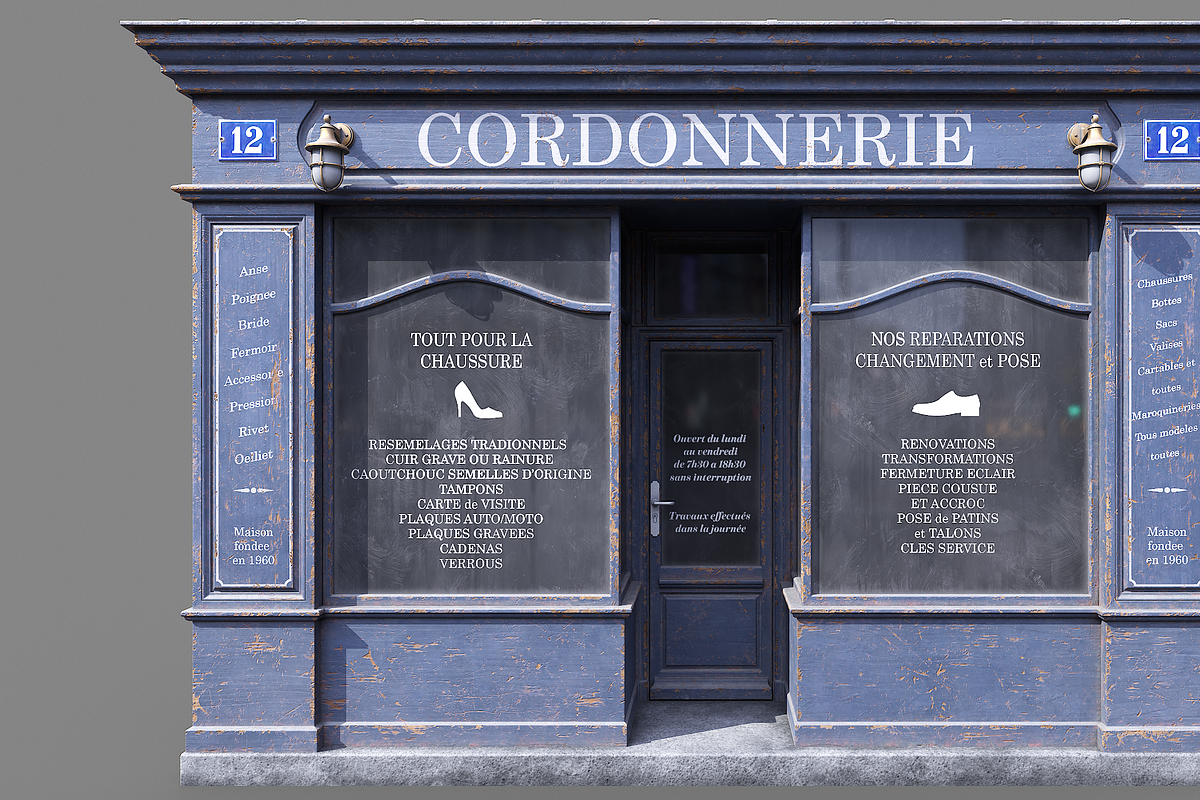 Parisian vintage storefront 3, an Architecture 3D Model by happy brush (Photo 1 of 10)