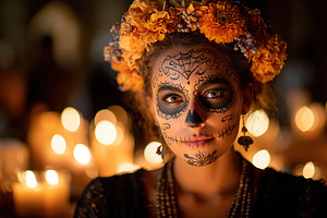 Celebrating cultural heritage with intricate face paint and flower crowns durin, a Person Photo by AlyaAnd